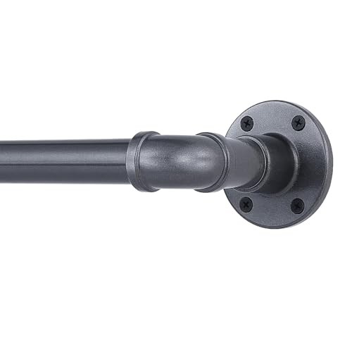 Industrial Curtain Rod, Curtain Rods for Windows 28 to 48 Inch, 30-48" Grey