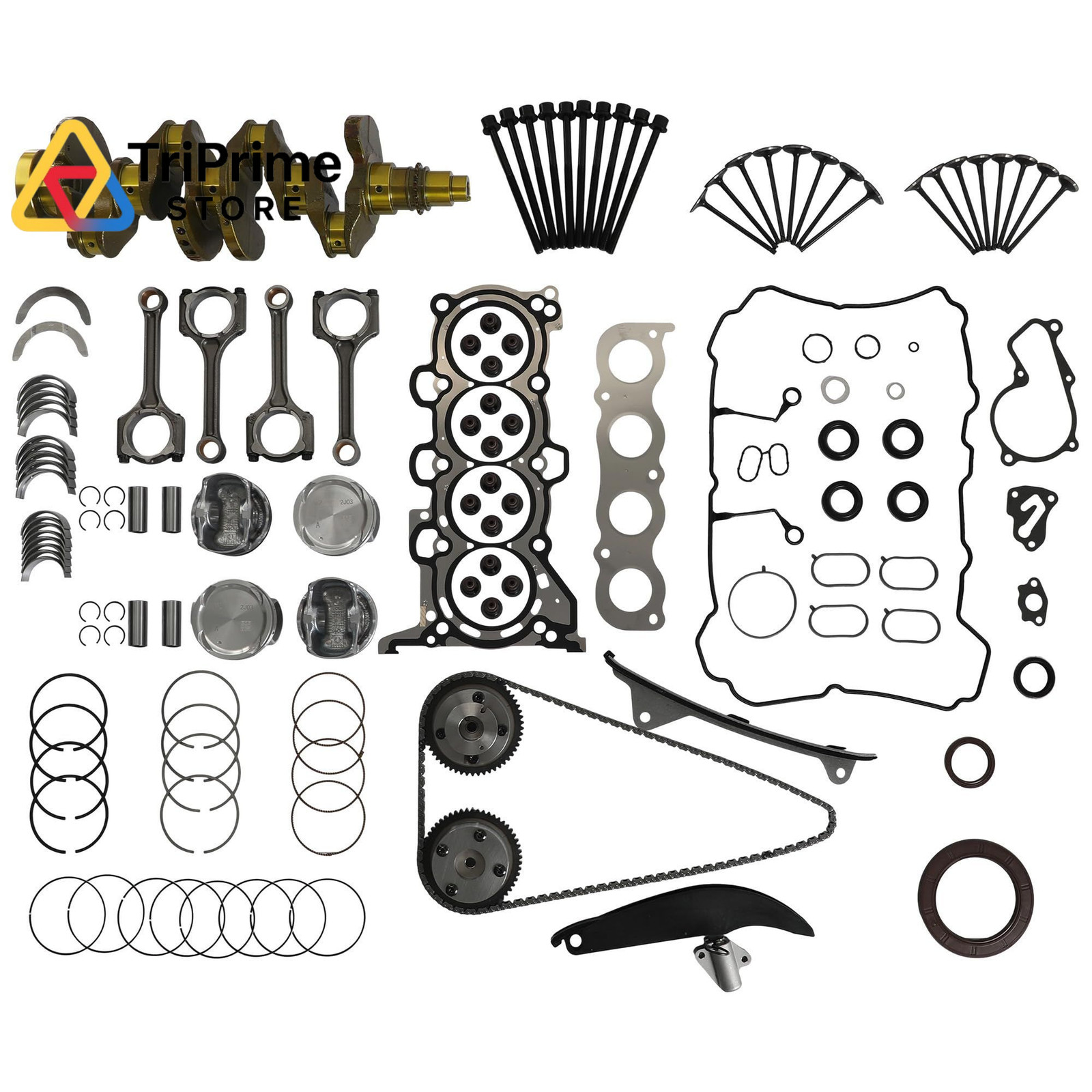 G4NA 2.0L Engine Overhaul Rebuild Kit W/Crankshaft Rods Pistons Timing Chain... 
