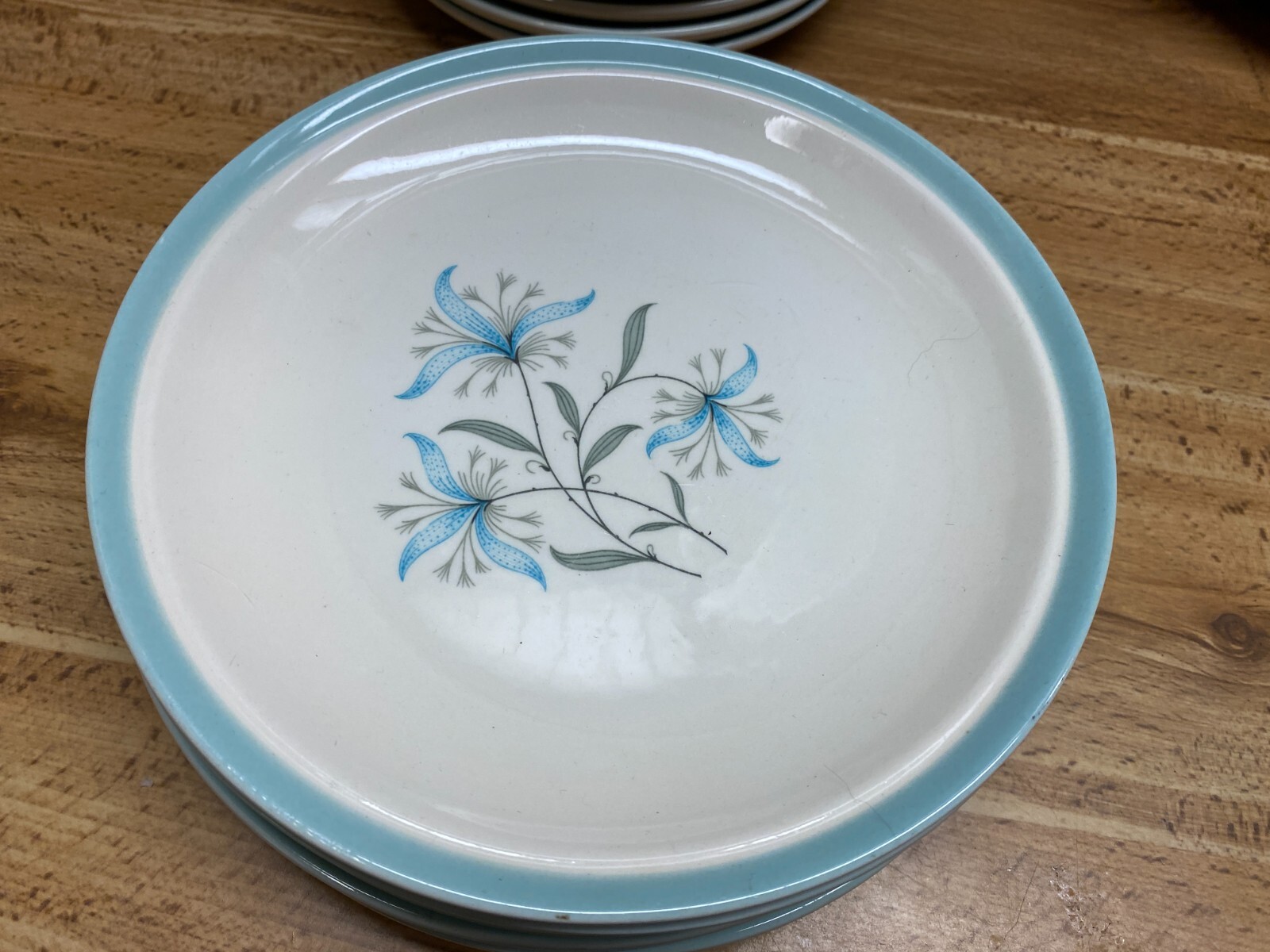4 Vintage Cunningham & Pickett Avalon Flower Salad Plate Hand Painted 7 1/4"
