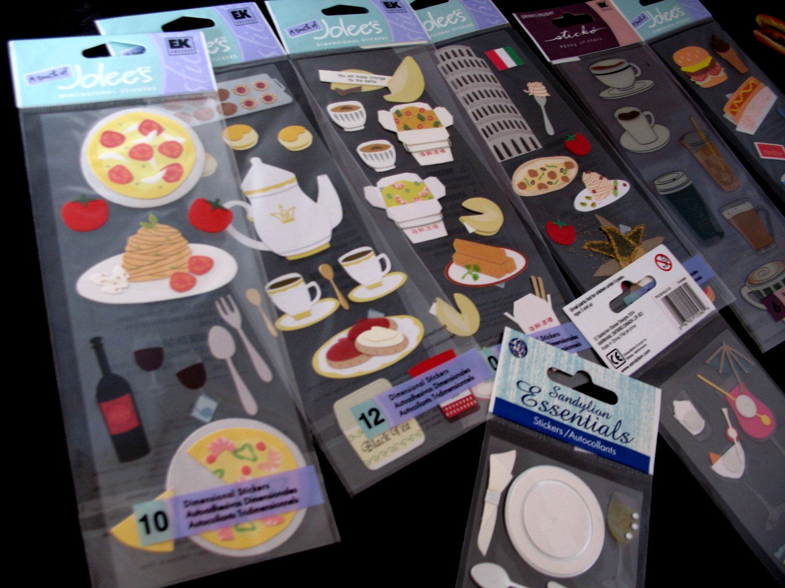 Jolee's Boutique pkgs, Plus  Pizza, Happy Hour, Picnic, Travel, Italy, Tea Plus