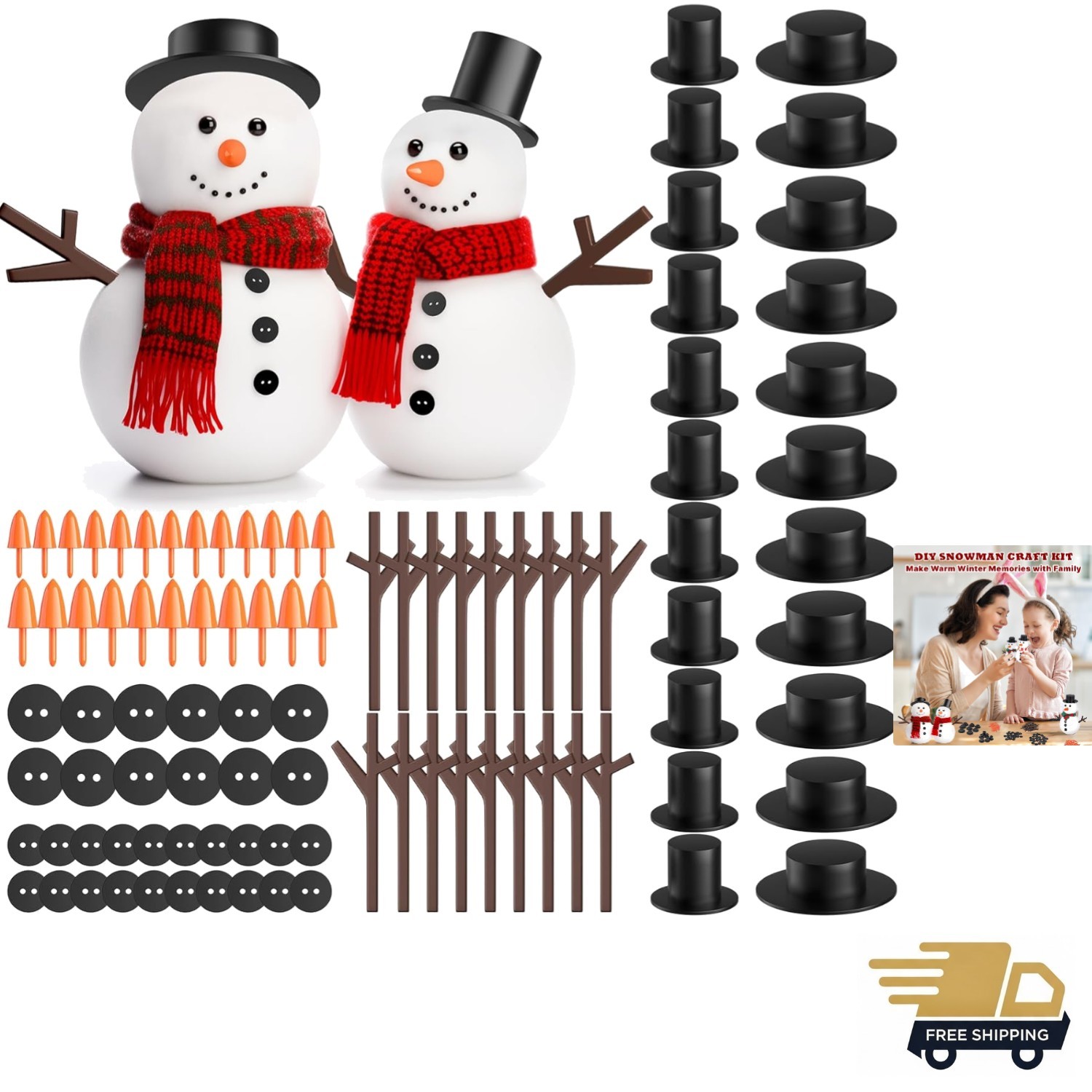 300 Pcs Snowman Crafts DIY Kits for Winter Kids Holiday Party Decor Gift,Incl...