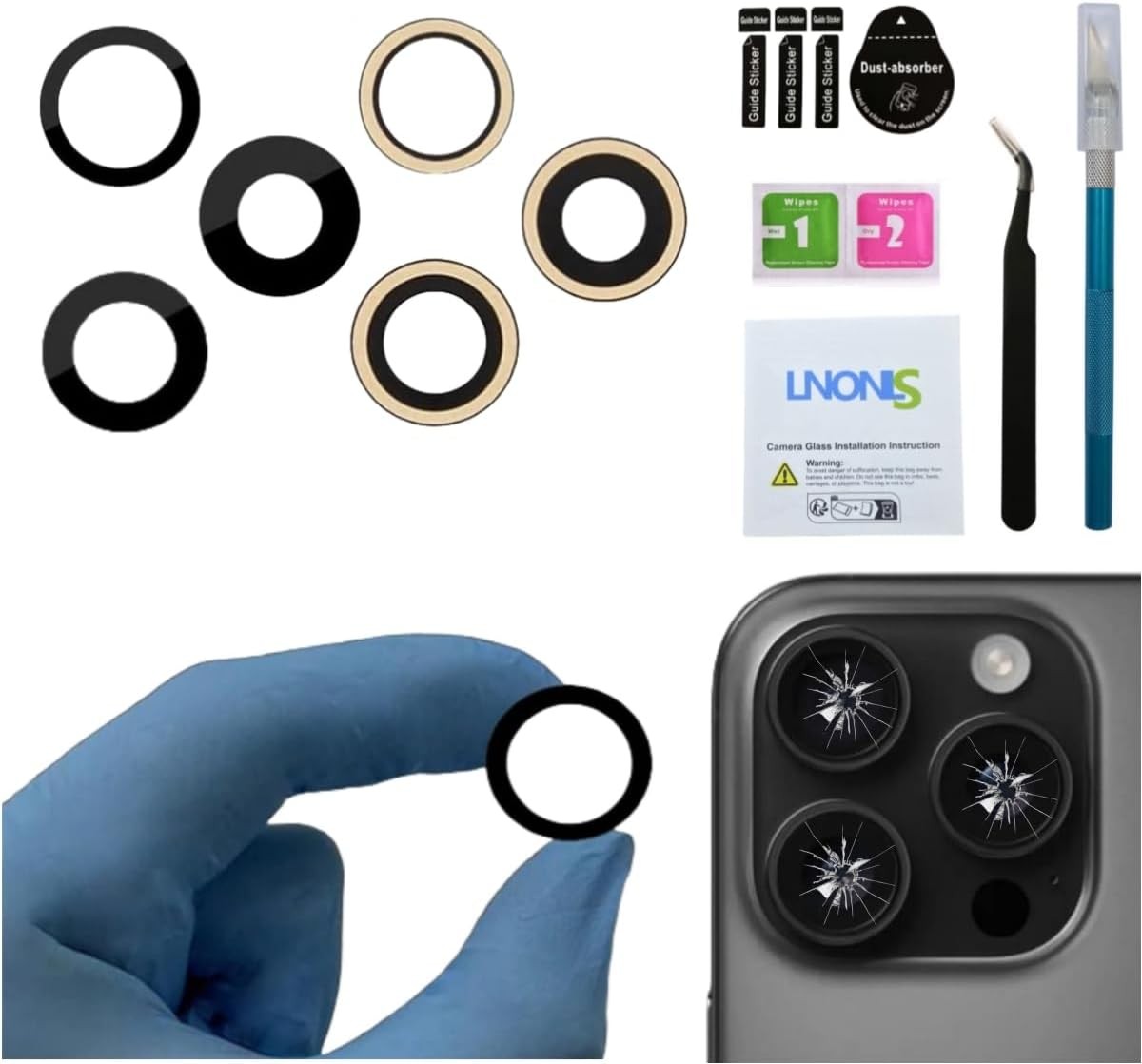 3pcs Back Rear Camera Glass Lens Replacement for iPhone 16 Pro A 3294 16 Pro