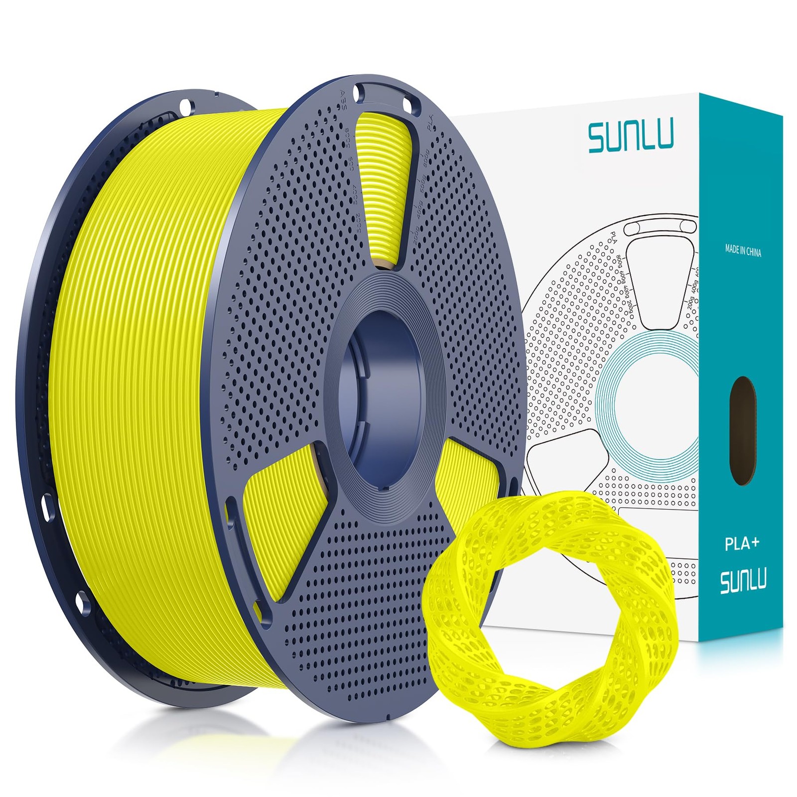 PLA Plus Filament 1.75mm Yellow 1KG 3D Printer SUNLU Neatly Wound 1000g Accuracy