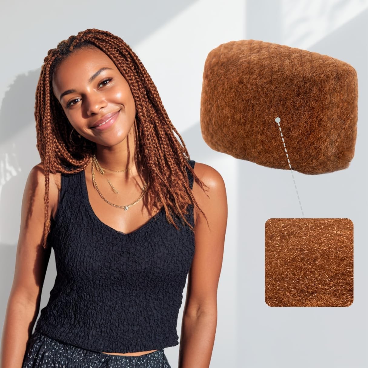 IUC Afro Kinkys Bulk Human Hair #30 14 Inch 50g Light Auburn 4C Afro Kinky-Curly