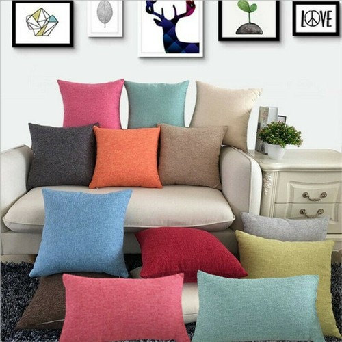 2x Linen Throw Pillow Case Sofa Cushion Cover Soft Pillowcases Home Decor Modern