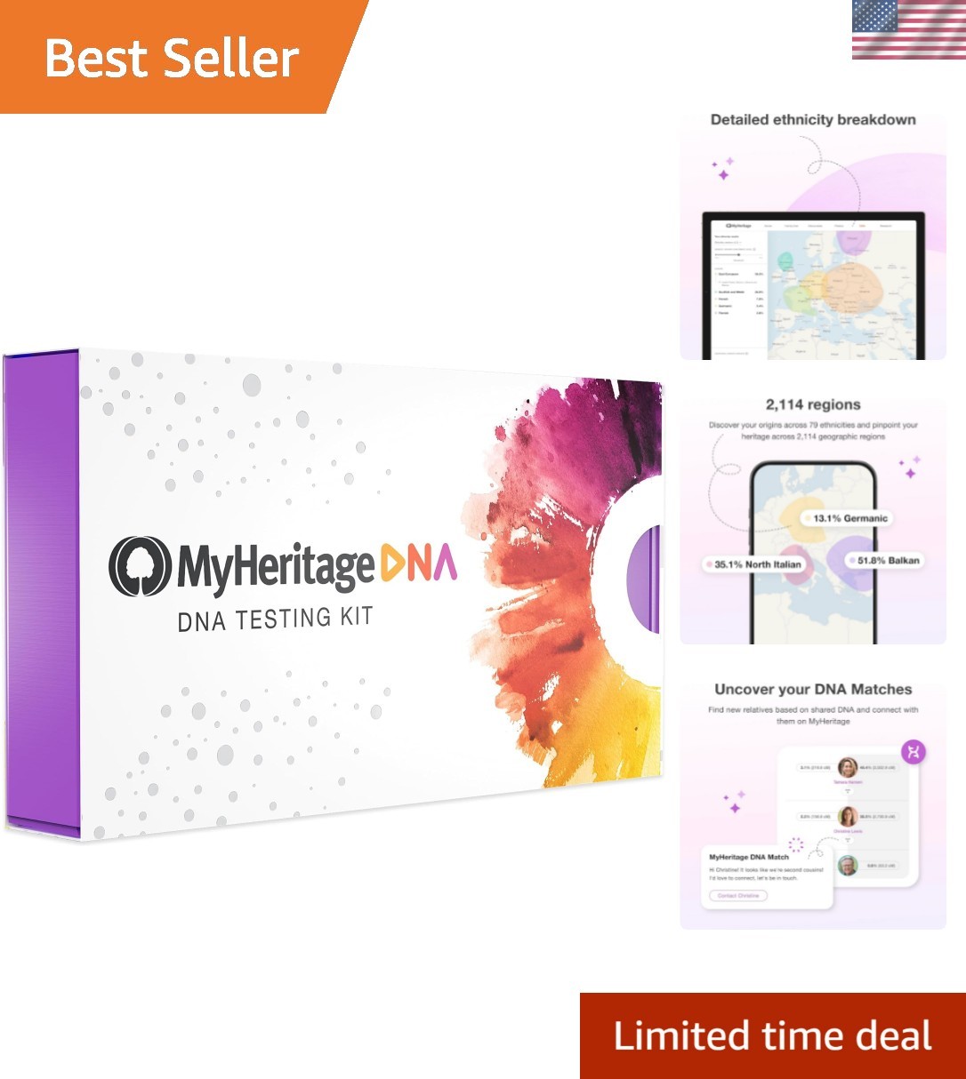 Kit – Genetic Testing for Ethnicity, Ancestry & Family Matching | 2,114 Regions