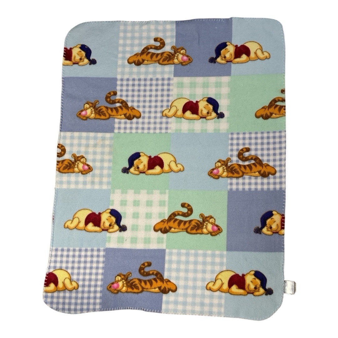 Winnie The Pooh Fleece Baby Blanket Blue Sleepytime Pooh And Tigger