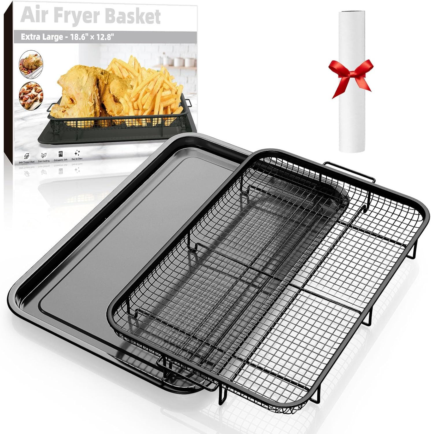 Air Fryer Basket for Oven, Extra Large 18.8" X 12.8" Oven Air Fryer Basket and T