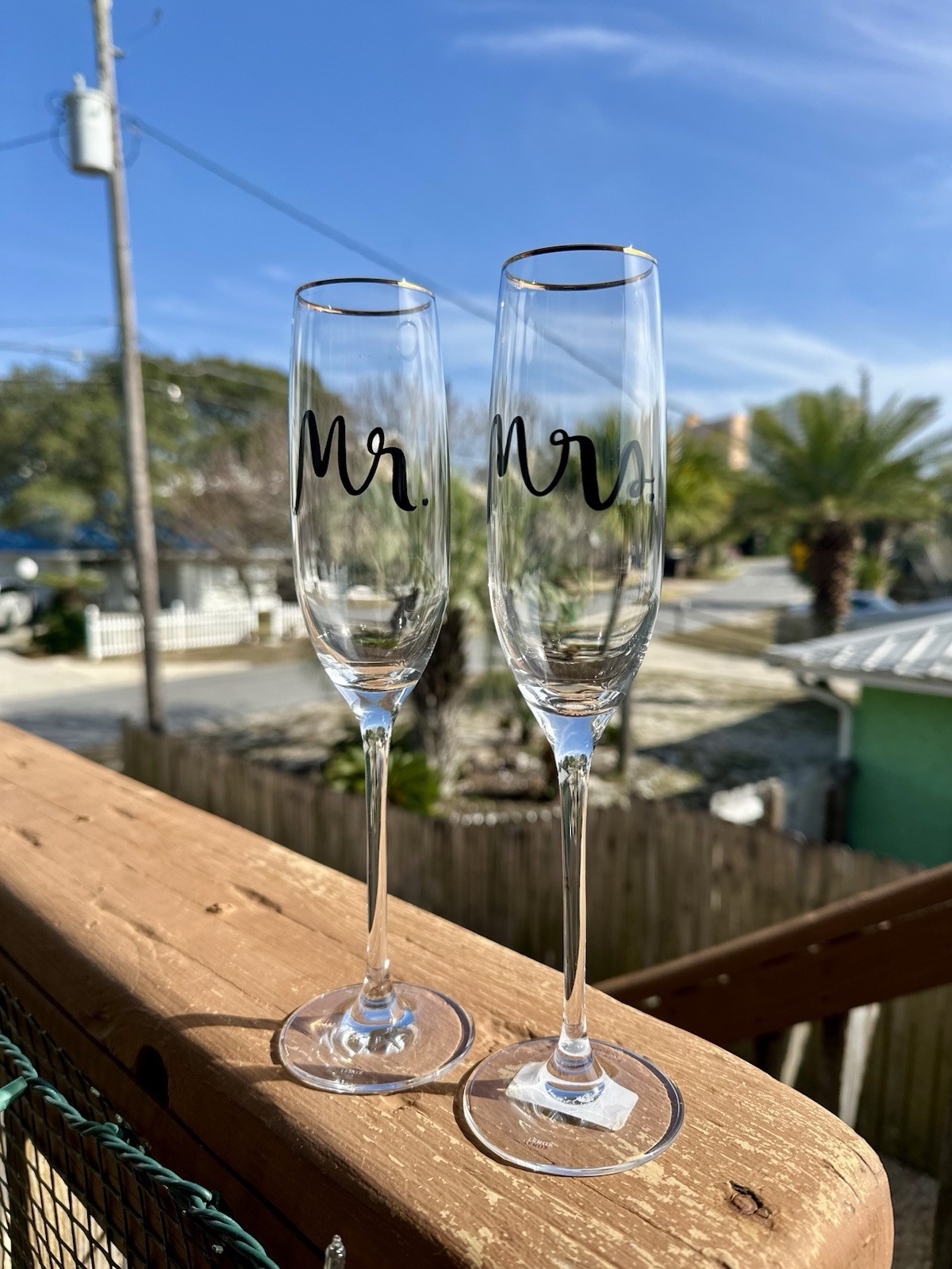 Kate Spade Wedding Decorated Clear Glass Champagne Flutes Set, 2-Piece