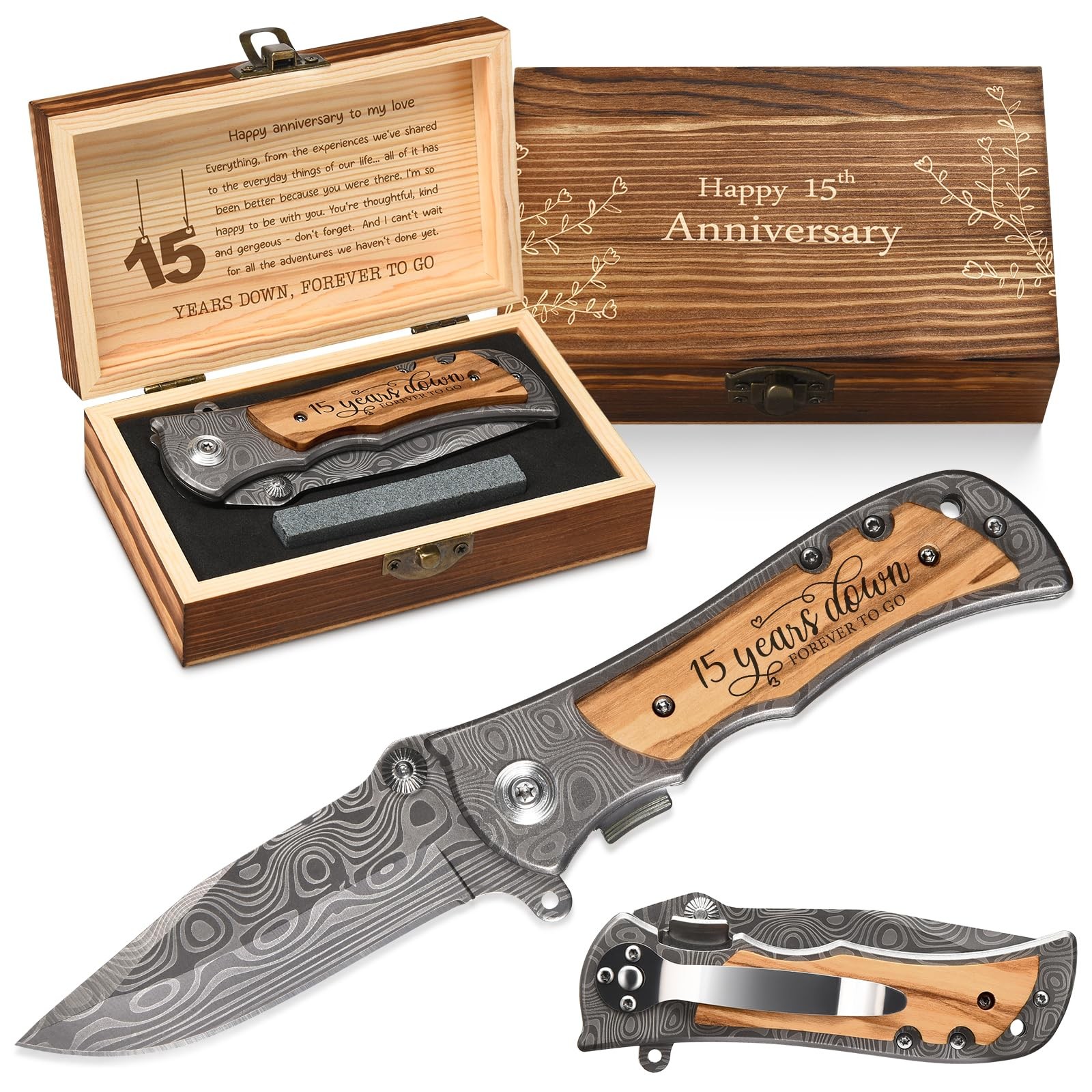 GiveGreatGift 15 Years Anniversary Keepsake for Him Gifts, 15th Wedding brown 
