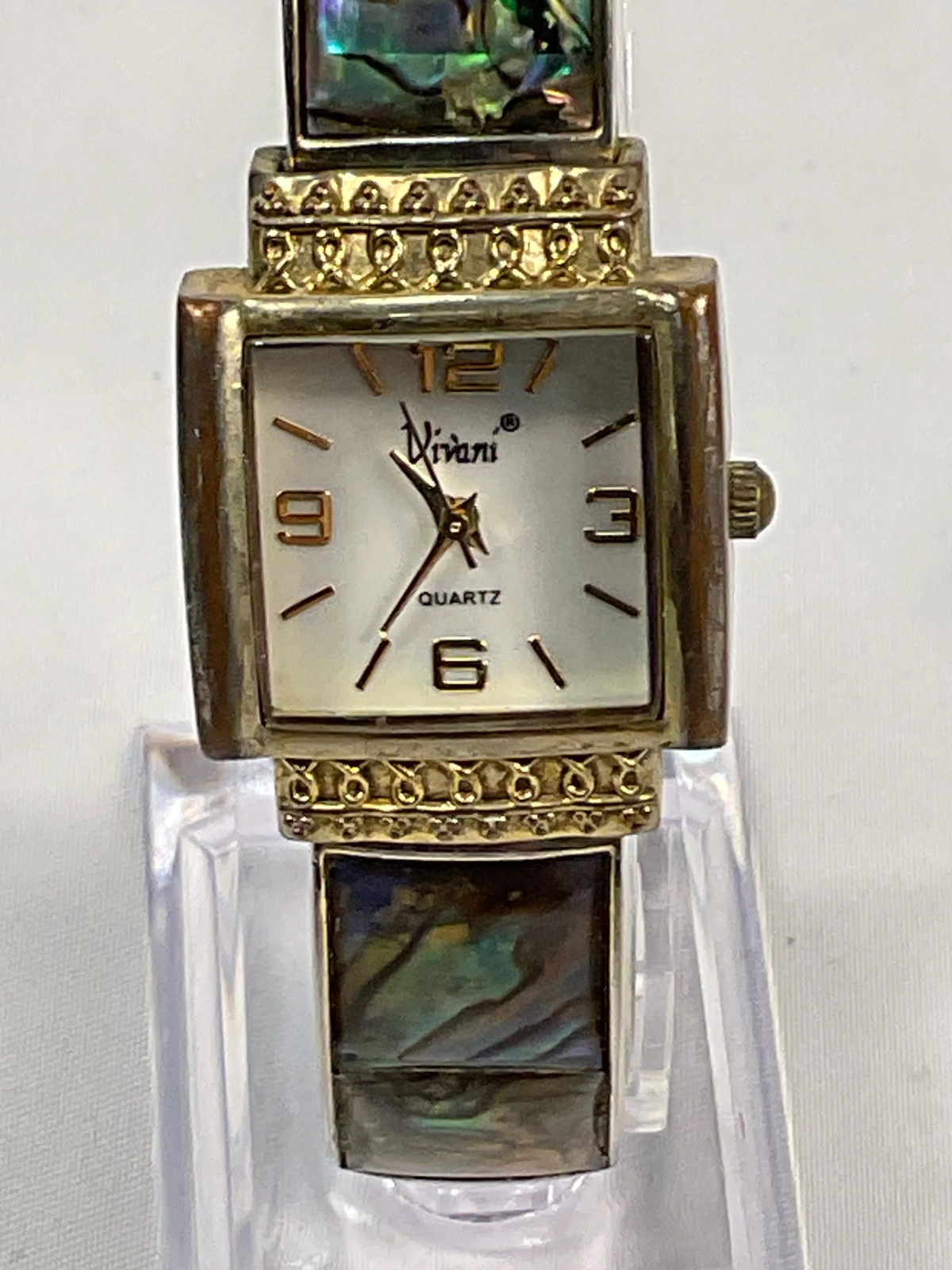 Vivani Bracelet Style Green Opal Women's Watch Silvertone Band