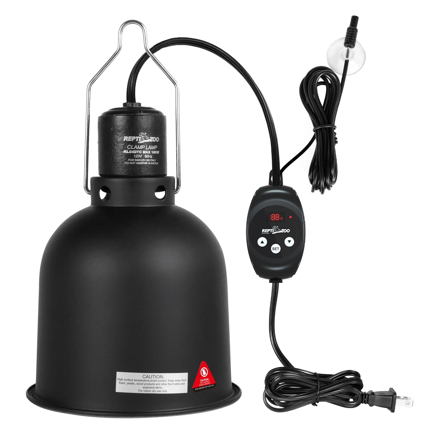 Reptile Light Fixture with Dimming Thermostat, 5.5 Inch Deep Dome Lamp Fixtur...