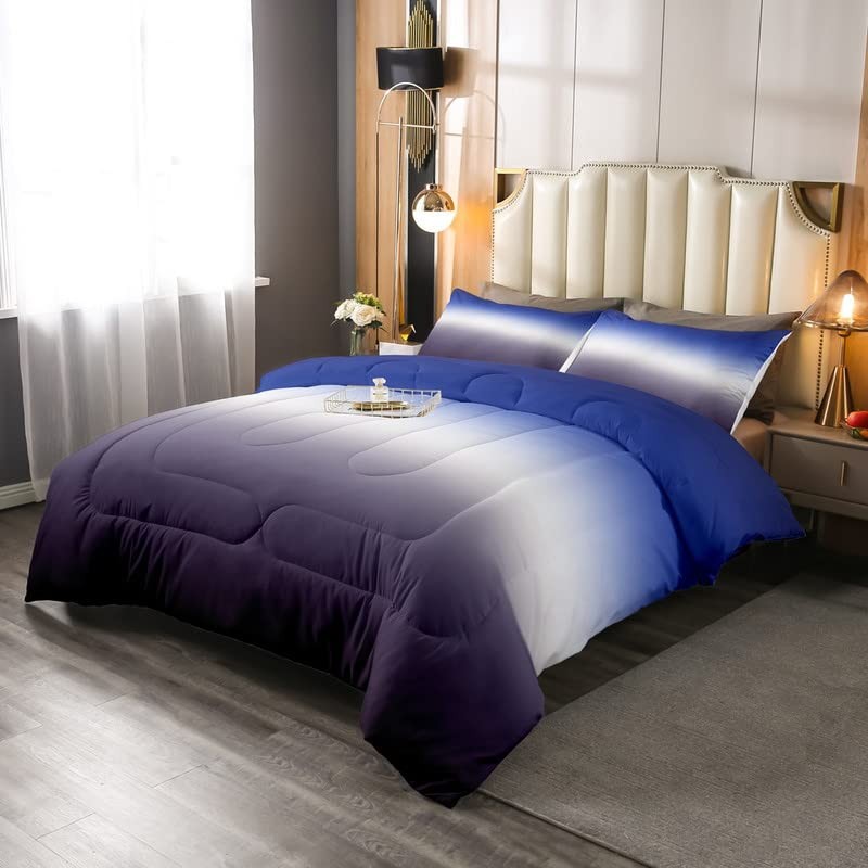 Purple Blue Ombre Comforter Set Size, Blue White Bedding Set, Full Multi 52