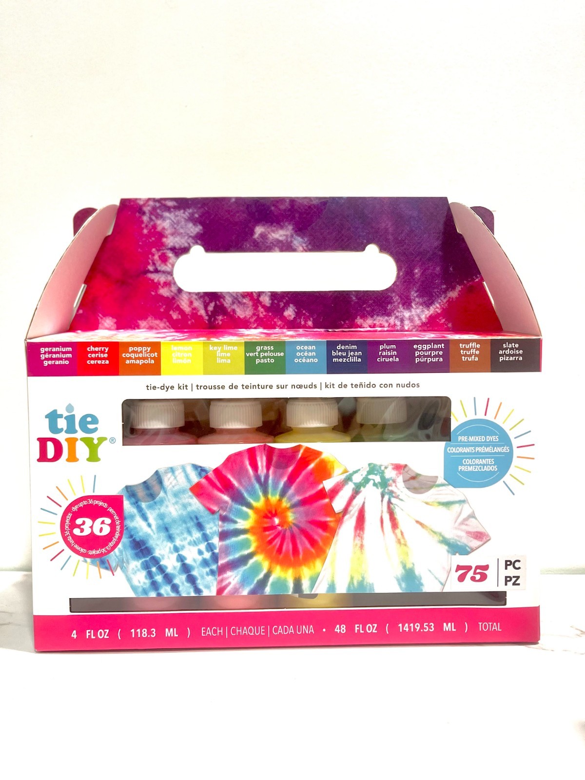 American Crafts Medium Tie Dye Kit 4oz 75/Pkg 12 Assorted Bright Colors 34003377