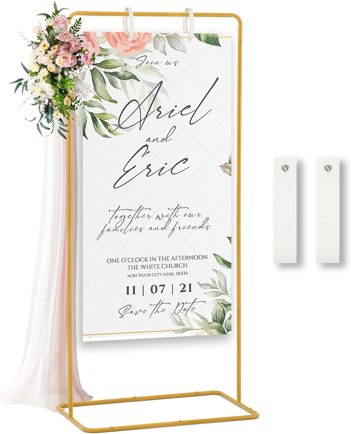 Adjustable Wedding Sign Holder with Leather Straps for Events and Ceremonies