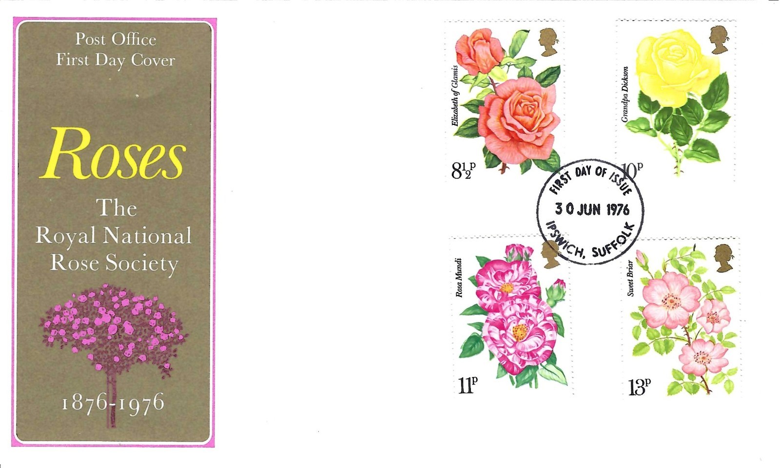 30/06/1976 - GB FDC - Roses - GPO First Day Cover