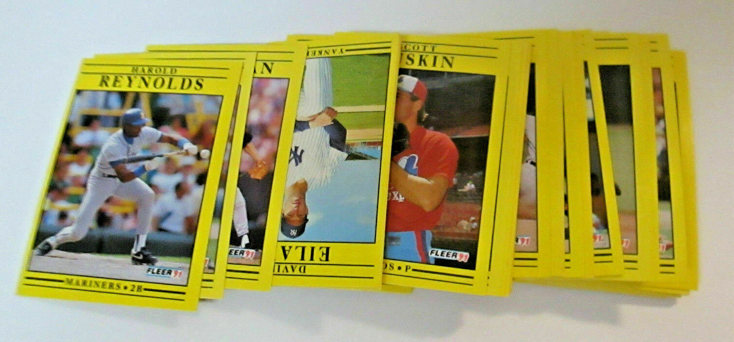 ASST. Random Lot of 51 FLEER Baseball Cards All from 1991 Read Descpt Yellow