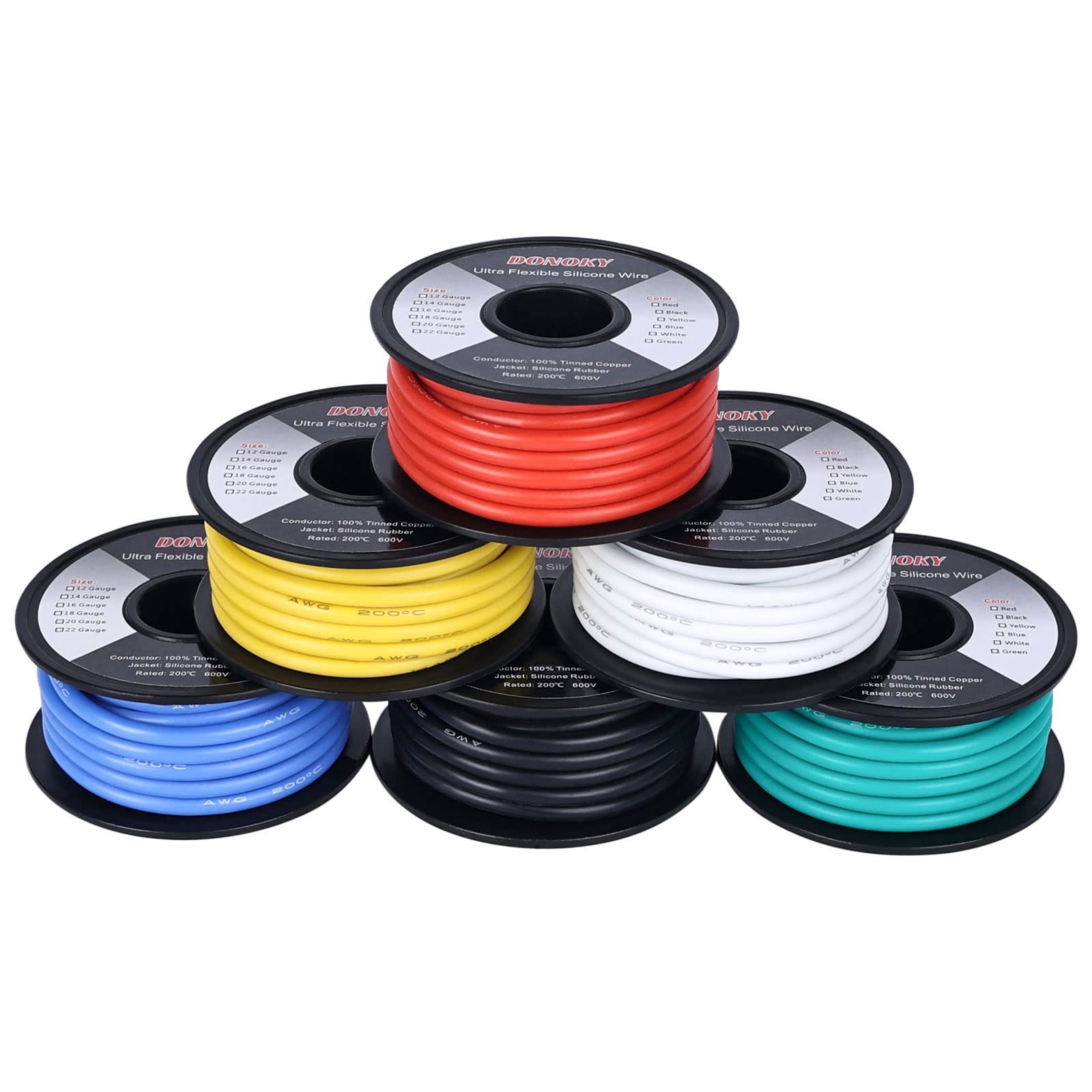 DONOKY 12 AWG 60FT Silicone Wire Ultra Flexible Stranded Automotive Wire