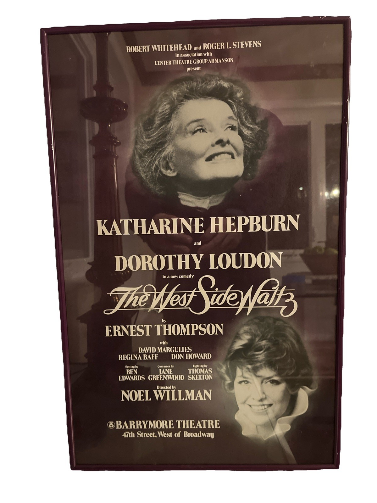 Vtg1981 Katharine Hepburn The West Side Waltz Broadway Window Poster Card Framed