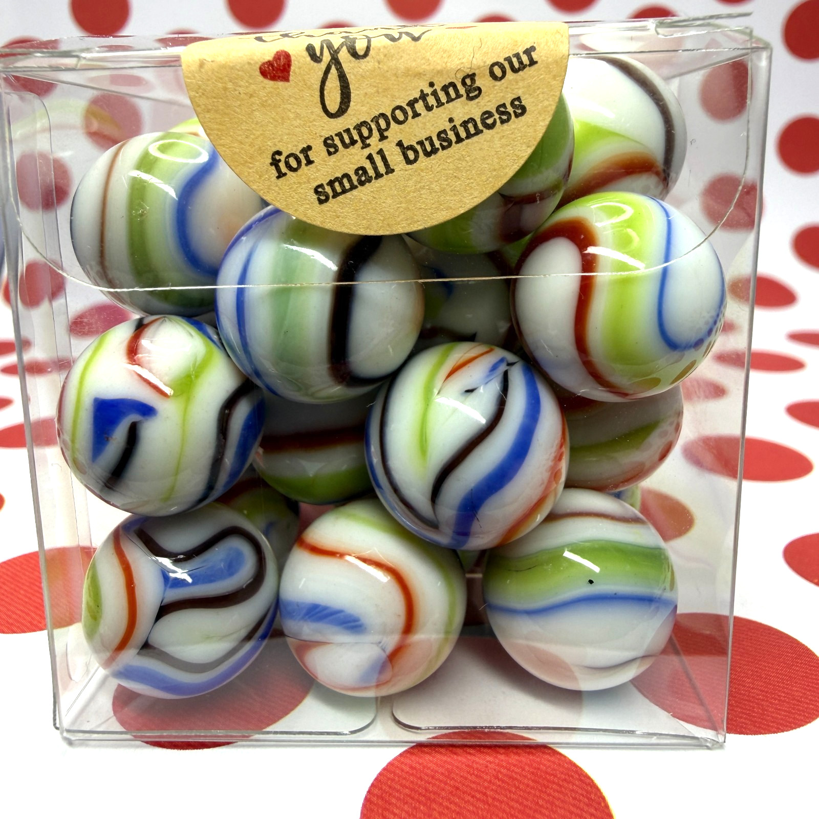 Lot of  32 Mint Vacor De Mexico 5/8" Tie Dye Swirl Vintage Marbles Box MIB