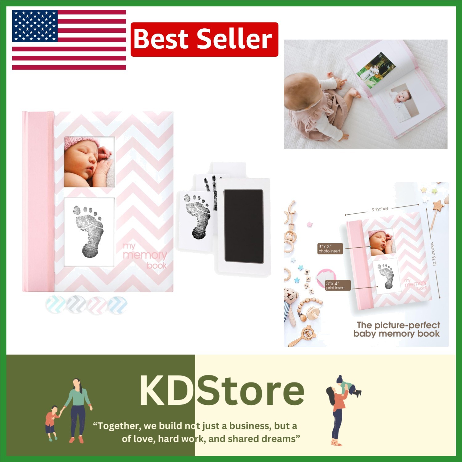 Beautiful Baby Journal for 5  Milestones with Footprint Keepsake Technology