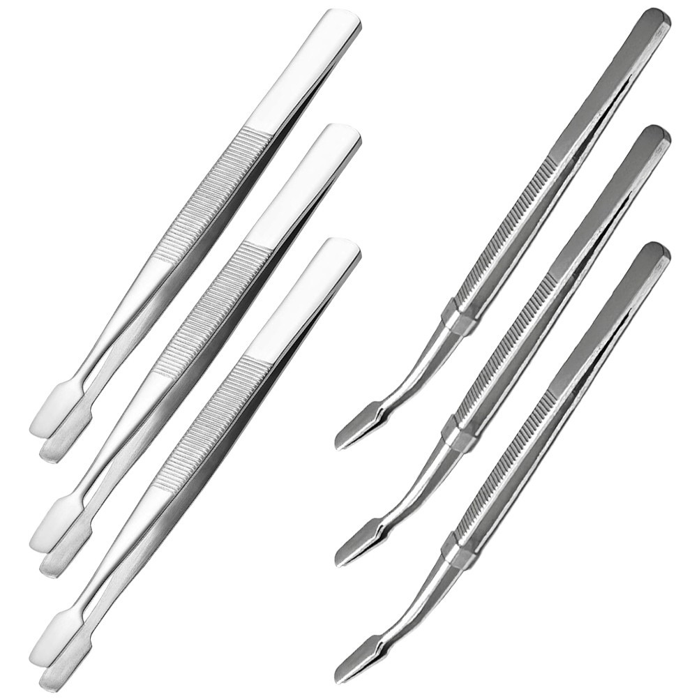  6Pcs Flat Clip Tweezers Multi-function Stamper Tweezers Stamp Tweezers Tongs