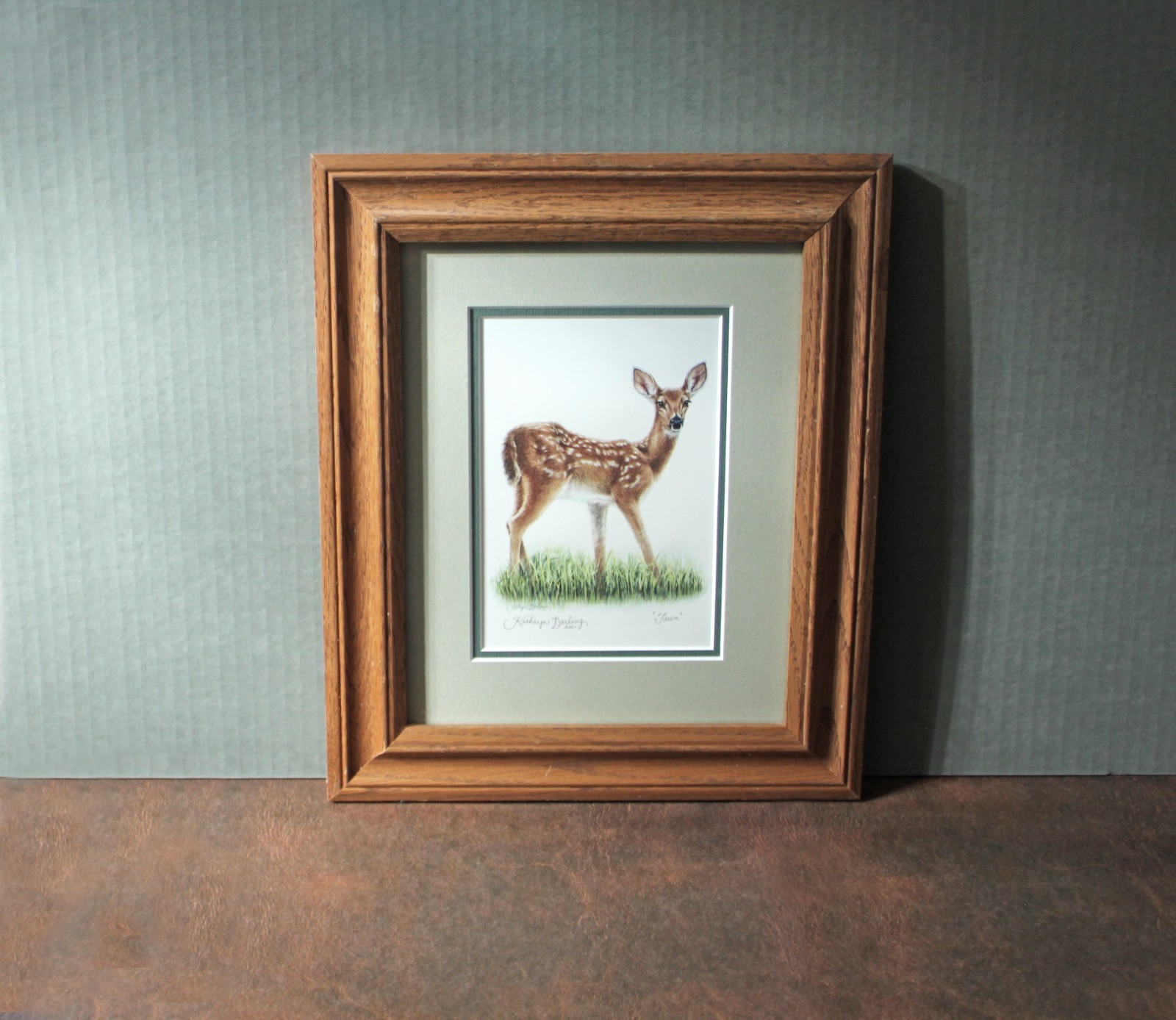 Vintage Woodland Fawn Framed Wall Art – Deer Wildlife Decor, Illustration