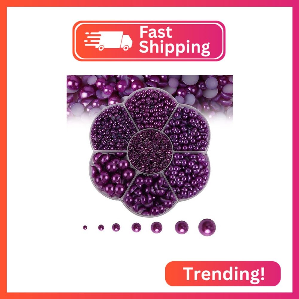 5600PCS Half Round Pearls Flatback Imitation Pearls for Crafts,7 Sizes for DIY N