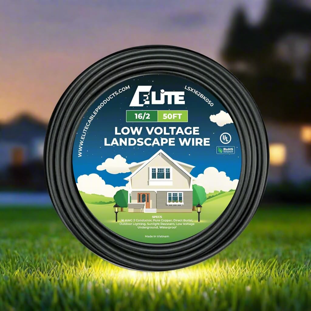 Elite 16/2 Low Voltage Landscape Lighting Wire, Direct Burial, 50ft UL
