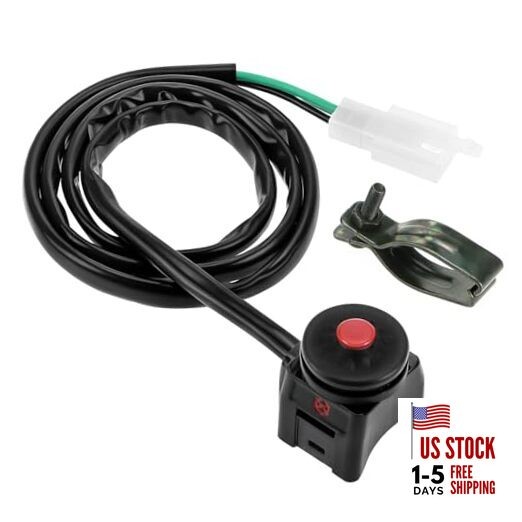  Universal Motorbike Handlebar Switch, Black ABS, Horn Button for 22mm Bars, 