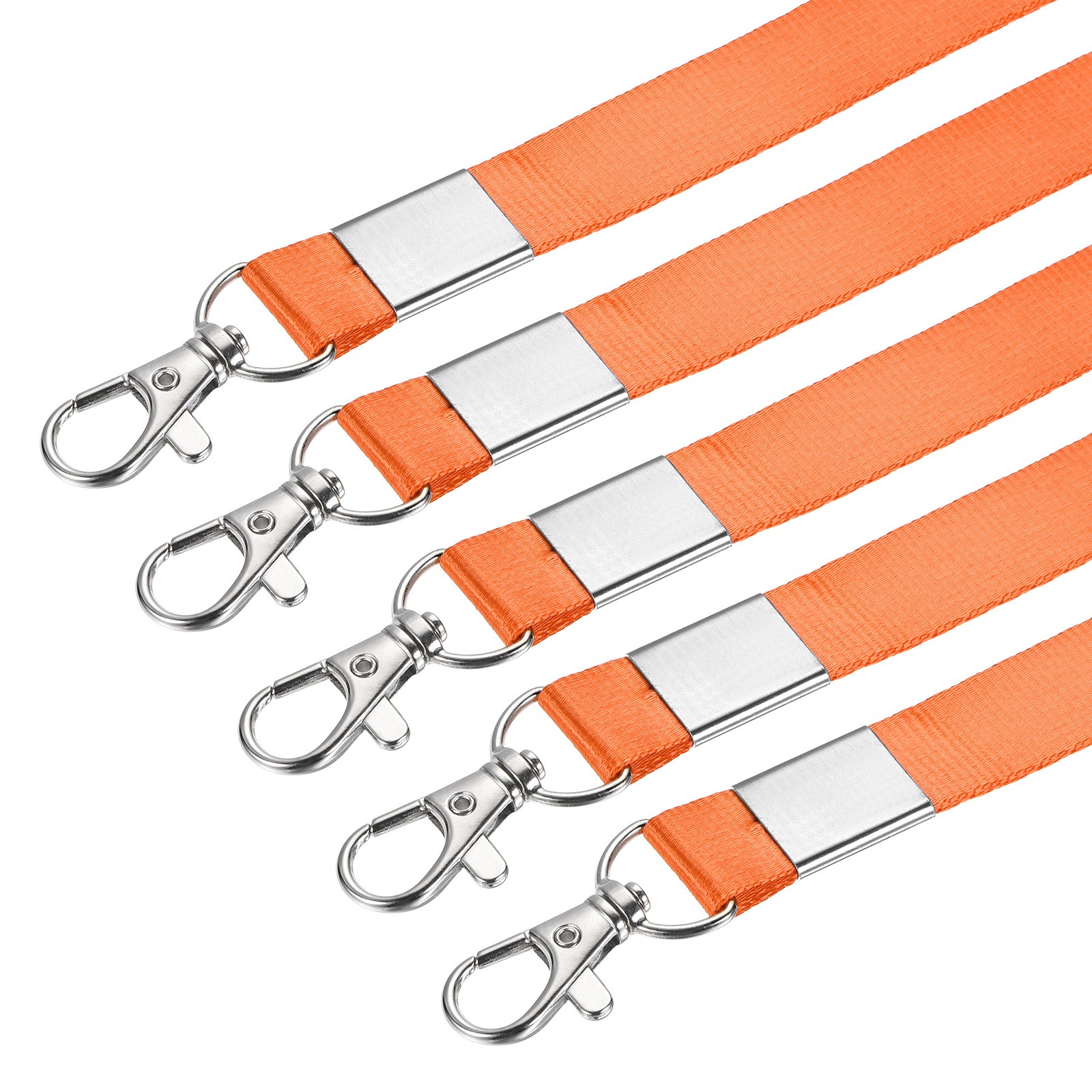 Neck lanyards, flat shoulder strap swivel cord hook clamp, orange 5pcs