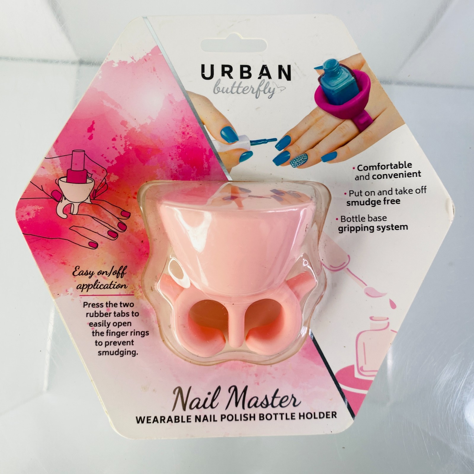 Urban Butterfly Nail Master Wearable Polish Bottle Holder Pink Weeding Vinyl
