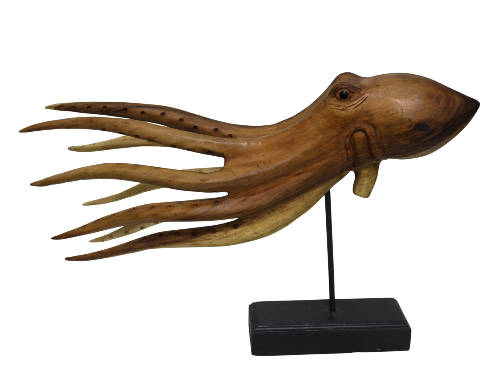 Large Hand Carved Sculpture Wood Octopus ABSTARCT Stand Modern Carving Art