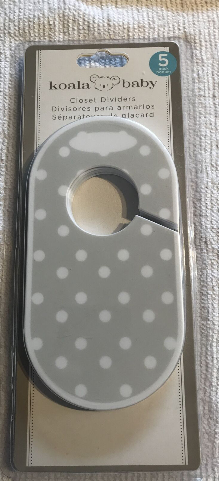 Closet Dividers 5 Pack Koala Baby Gender Neutral Grey Boy/Girl Customizable NIB