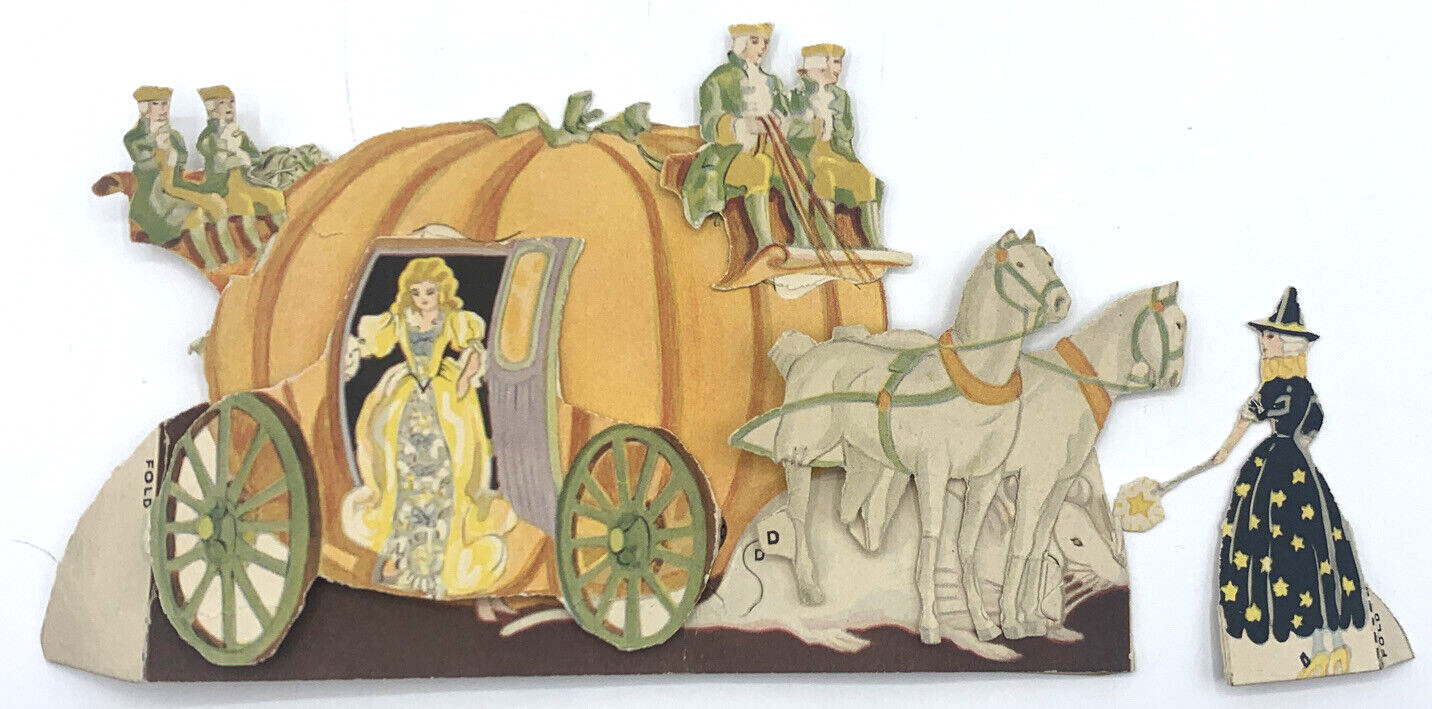 1930s Cinderella Paper Doll Pumpkin Fairy Godmother Chief-Tan Shoes Ad Vintage