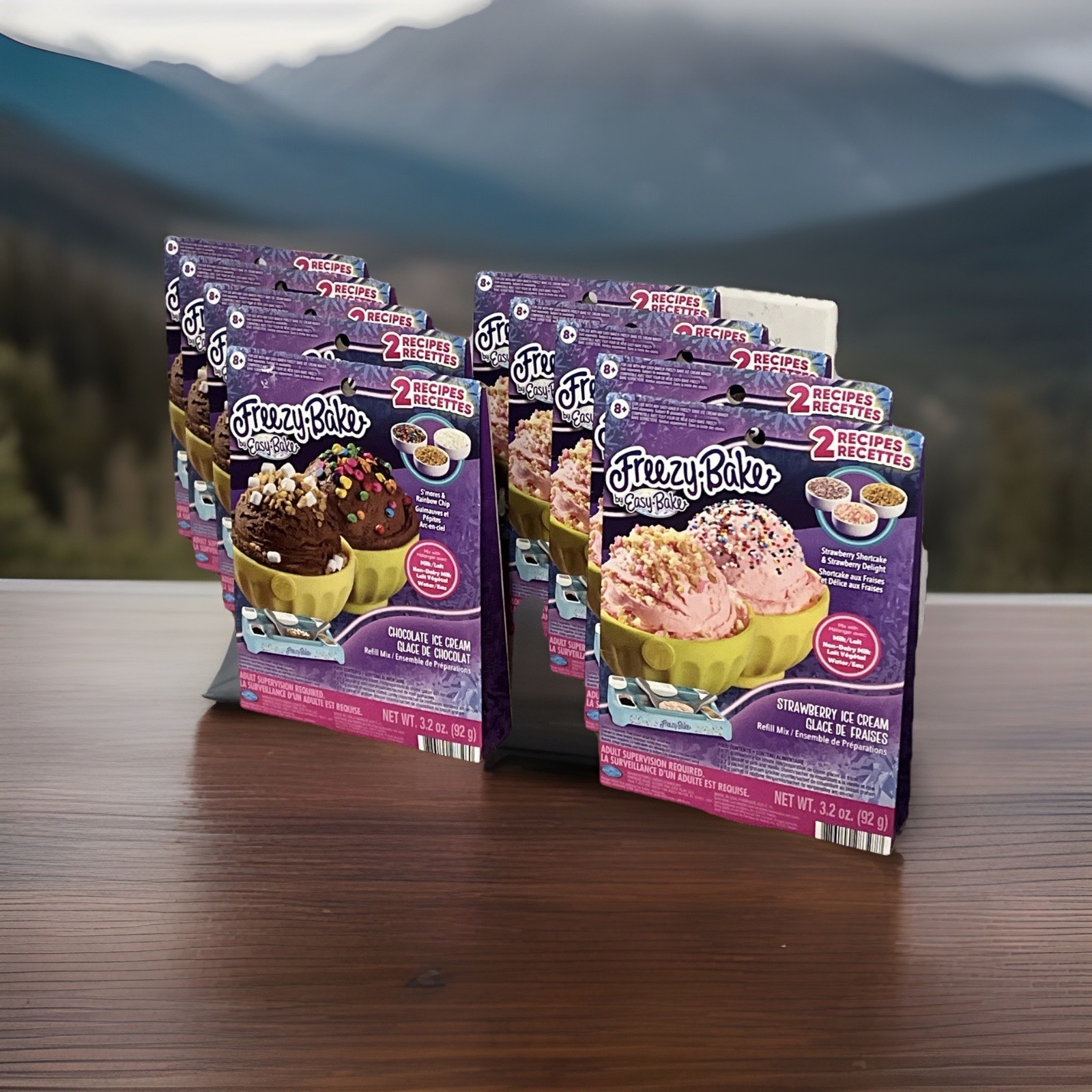 FREEZY BAKE,  EASY BAKE Ice Cream Kits x5 Chocolate x5 strawberry flavor 10 pack