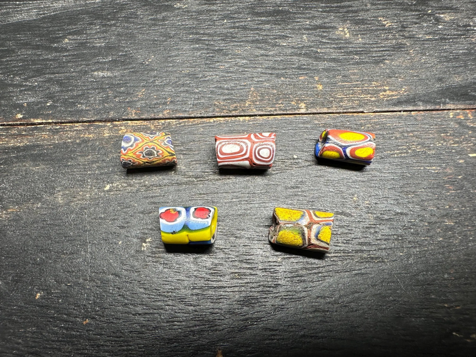 Antique Millefiori Trade Beads: Venetian Cylinder Mosaic Glass