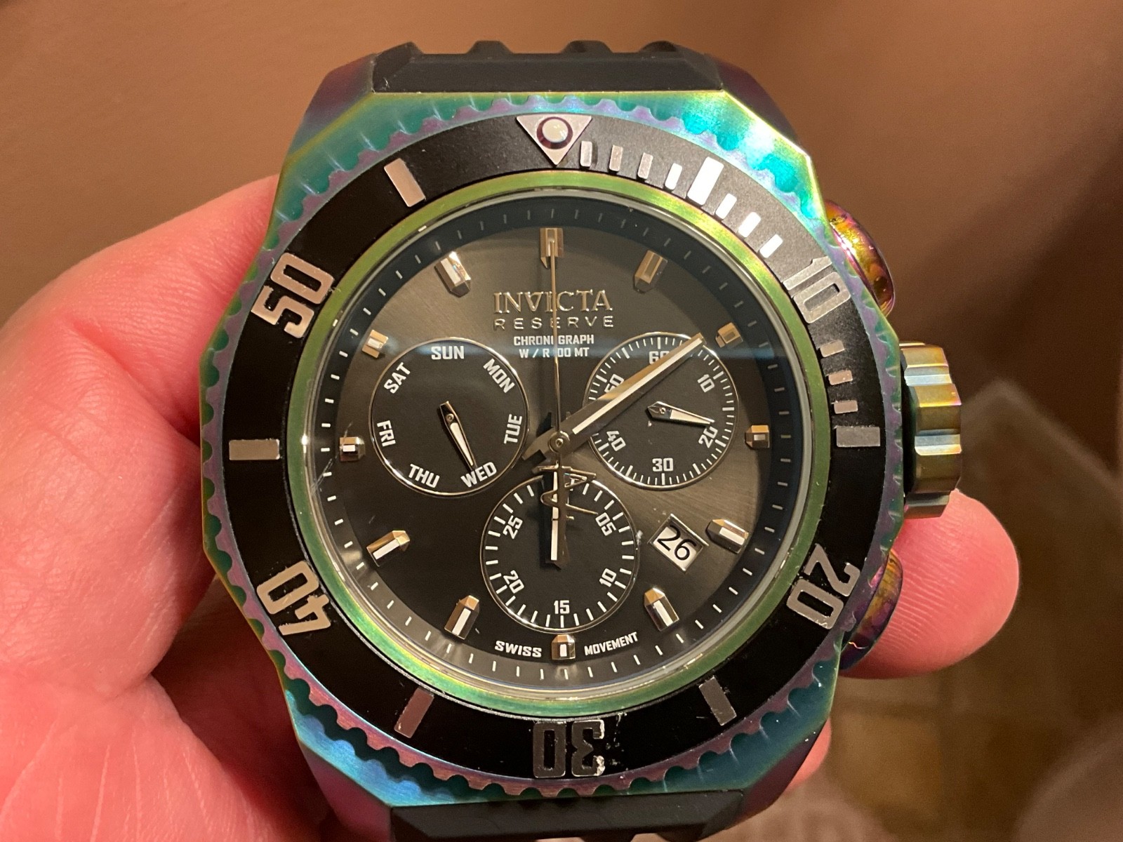 INVICTA SWISS RESERVE IRIDESCENT RUSSIAN DIVER MODEL 25734 QUARTZ CHRONOGRAPH