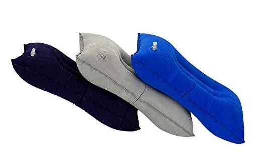  3 Pieces Inflatable Travel Pillow for Camping, Home Gray + Blue + Dark Blue