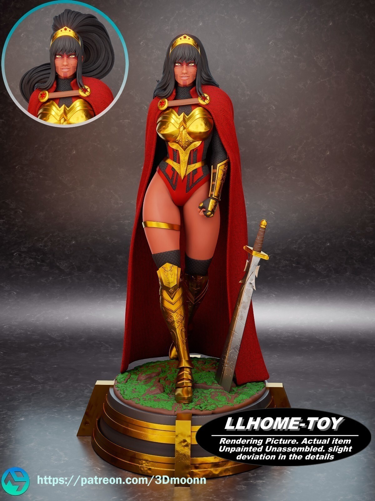 1:6 Scale 3D Print Wonder Woman Yara Model Unpainted Garage Kit Statue Figure