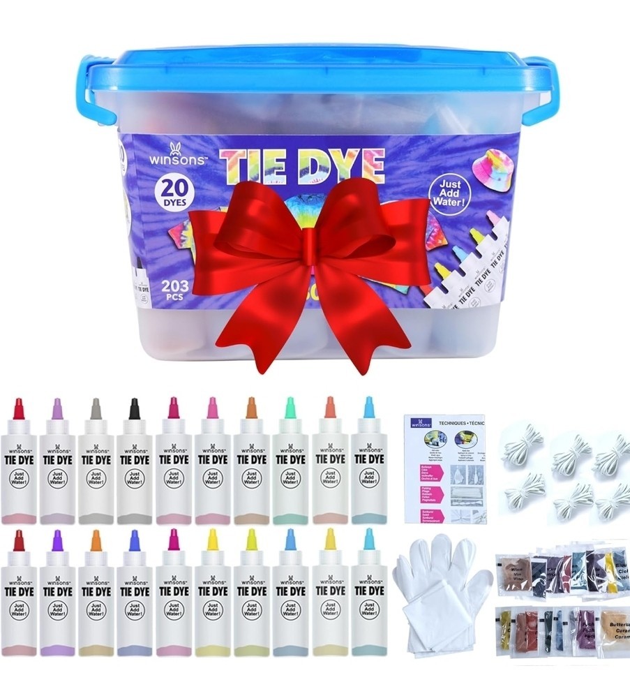 WINSONS Tie Dye Kit 20 Colors Permanent Fabric Dye Art Set for Kids Adults for S