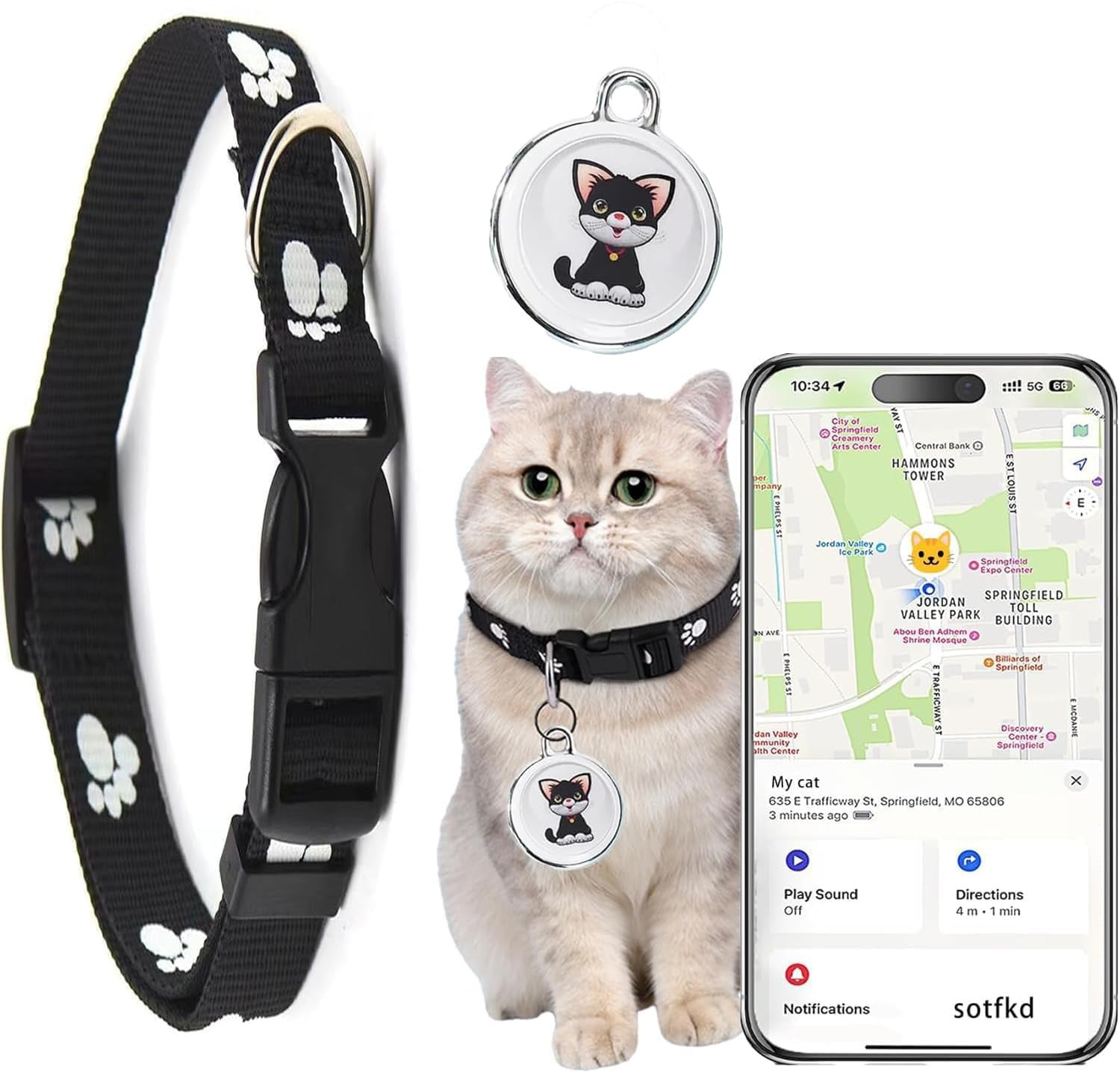 Cat Tracke Collar-Cat GPS Tracker-GPS Tracker for Cats| Android and iOS Unive...