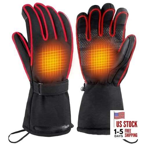 Heated Gloves for Men & Women (Size L) - Waterproof & Touchscreen with AA 
