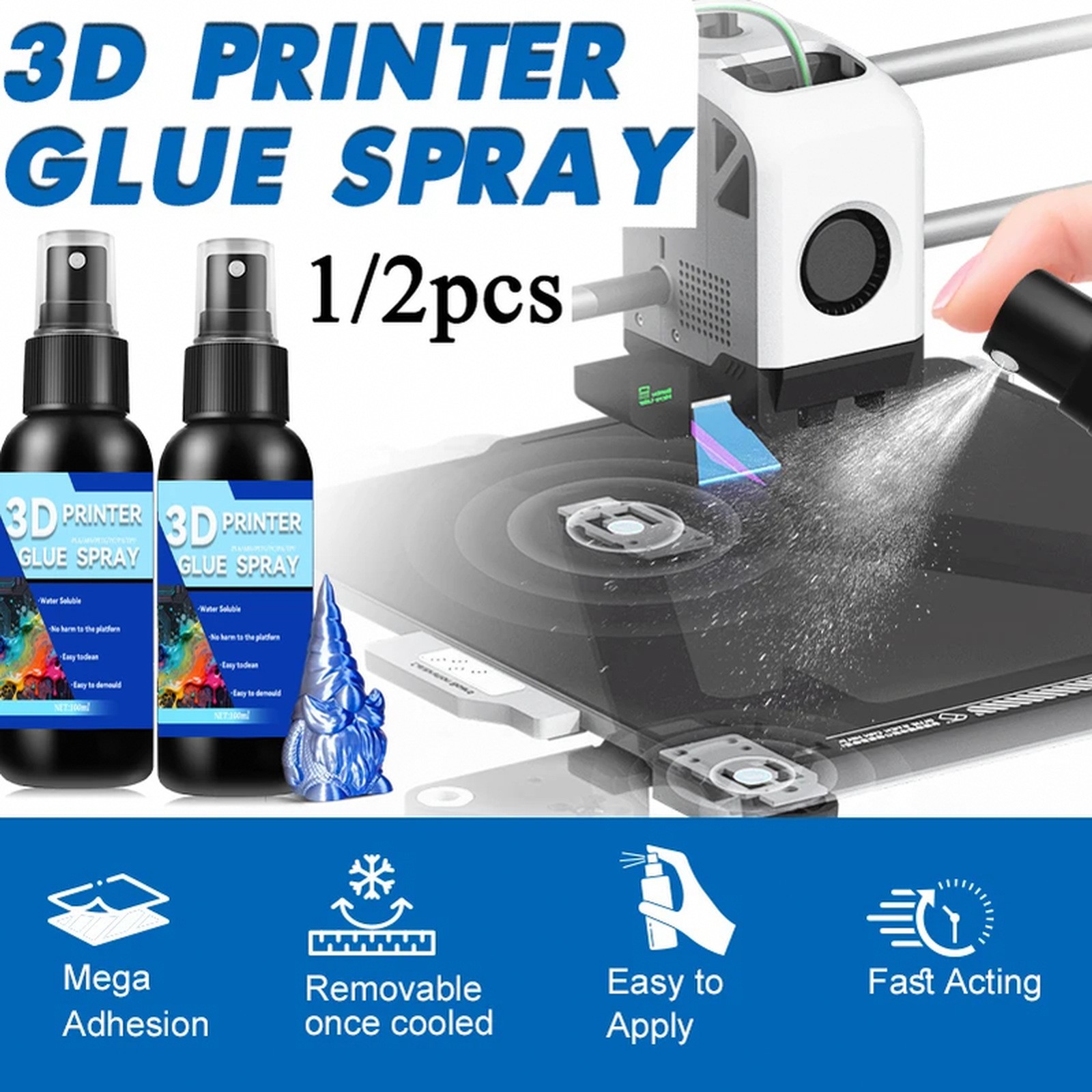 3D Printer Adhesive Spray 100ml For Pla Abs Petg Tpu Reduces Warping Easy