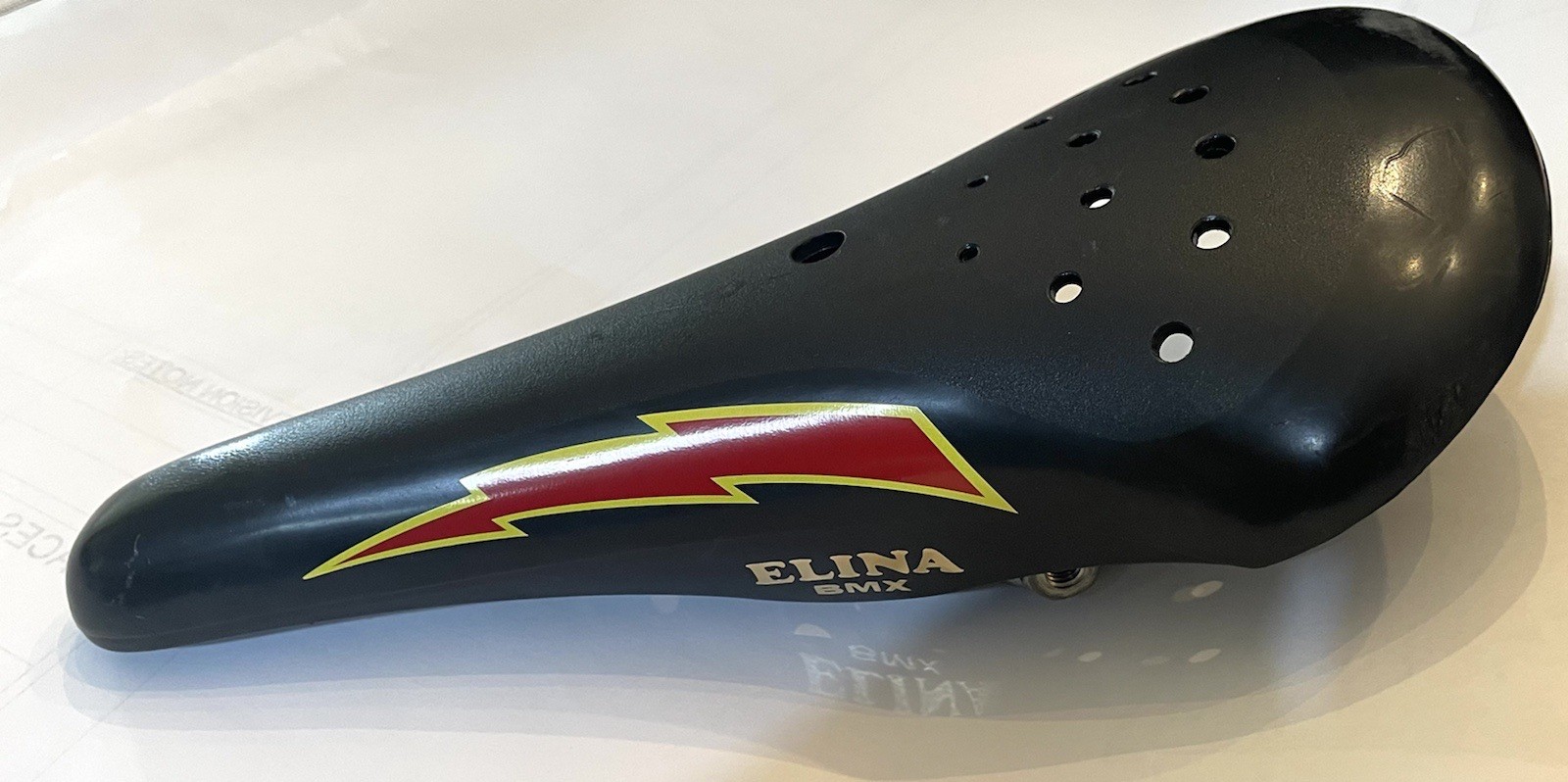 Elina BMX Lightning Bolt Railed Saddle Seat Black Old School 83 Vintage BMX PDNP
