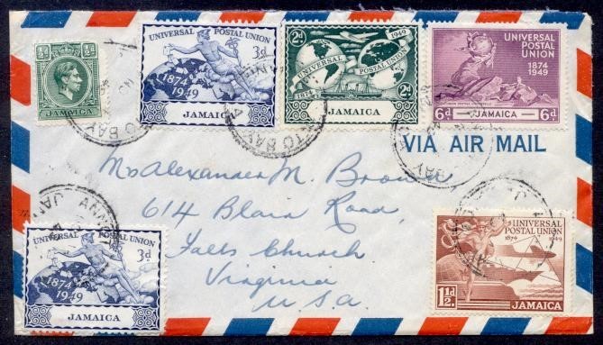 JAMAICA 1949 UPU COMBOS AIR TO USA
