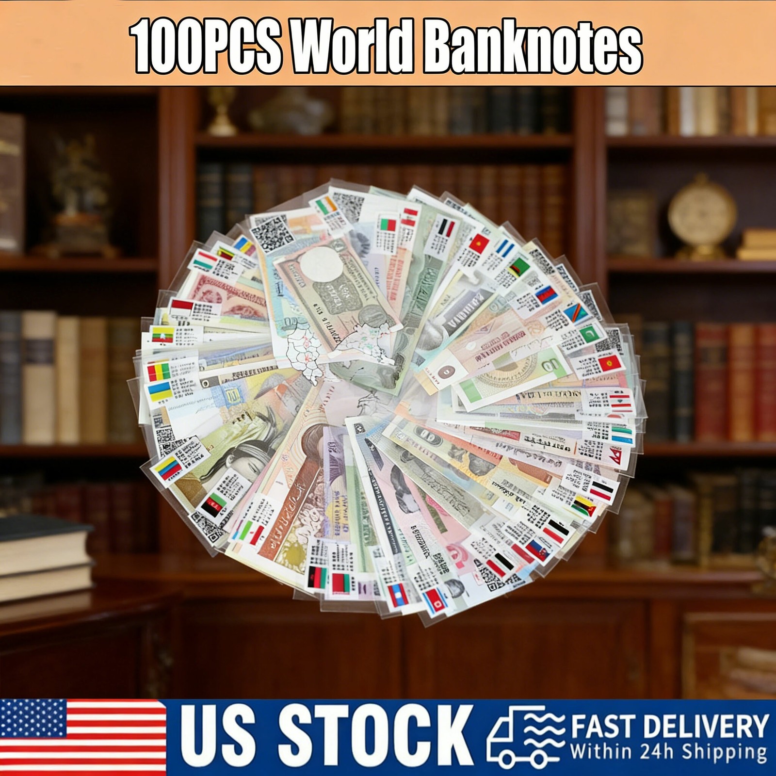 100 Pcs World Currency Starter Pack | Uncirculated Banknotes W/ Free Bonus Kit
