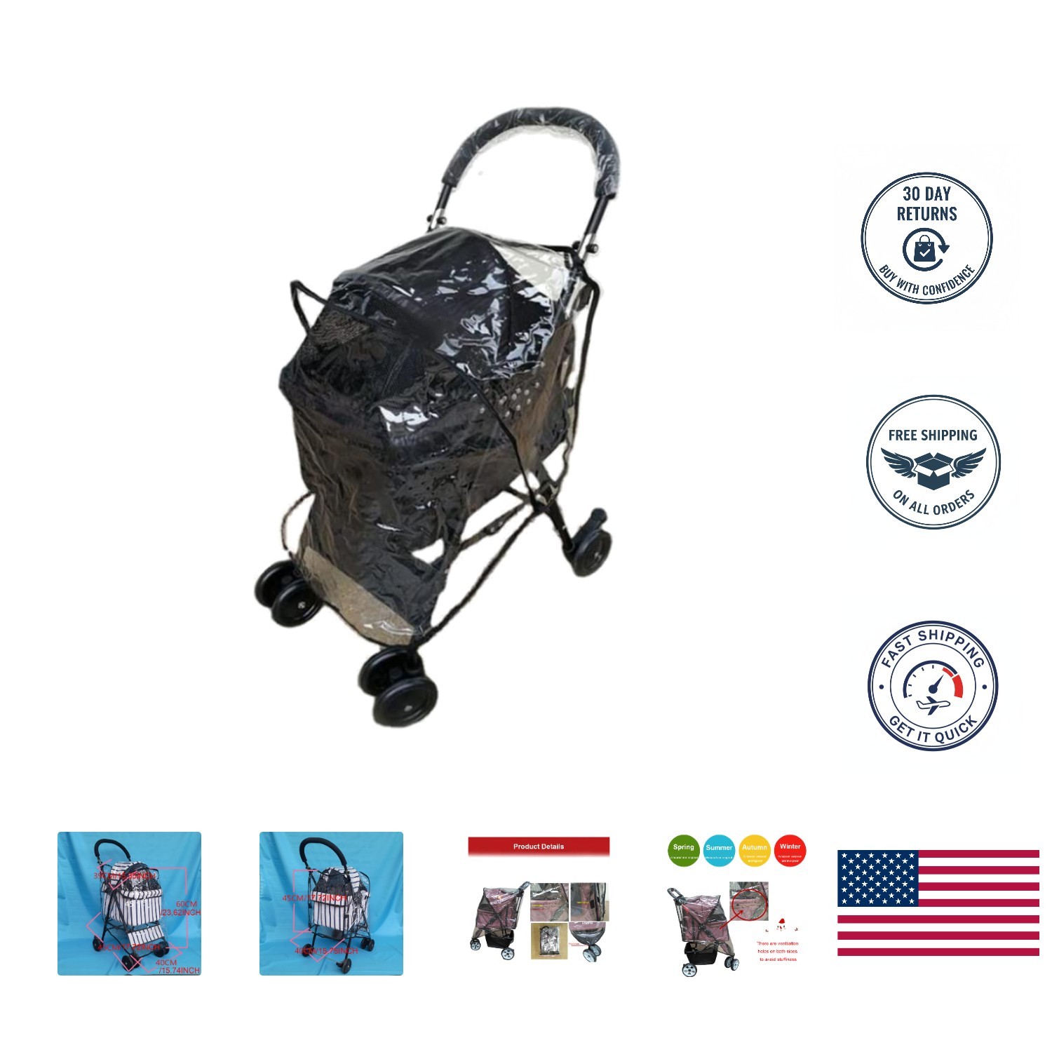Clear Universal Stroller Rain Cover with Ventilation - Ultimate Weather Shield