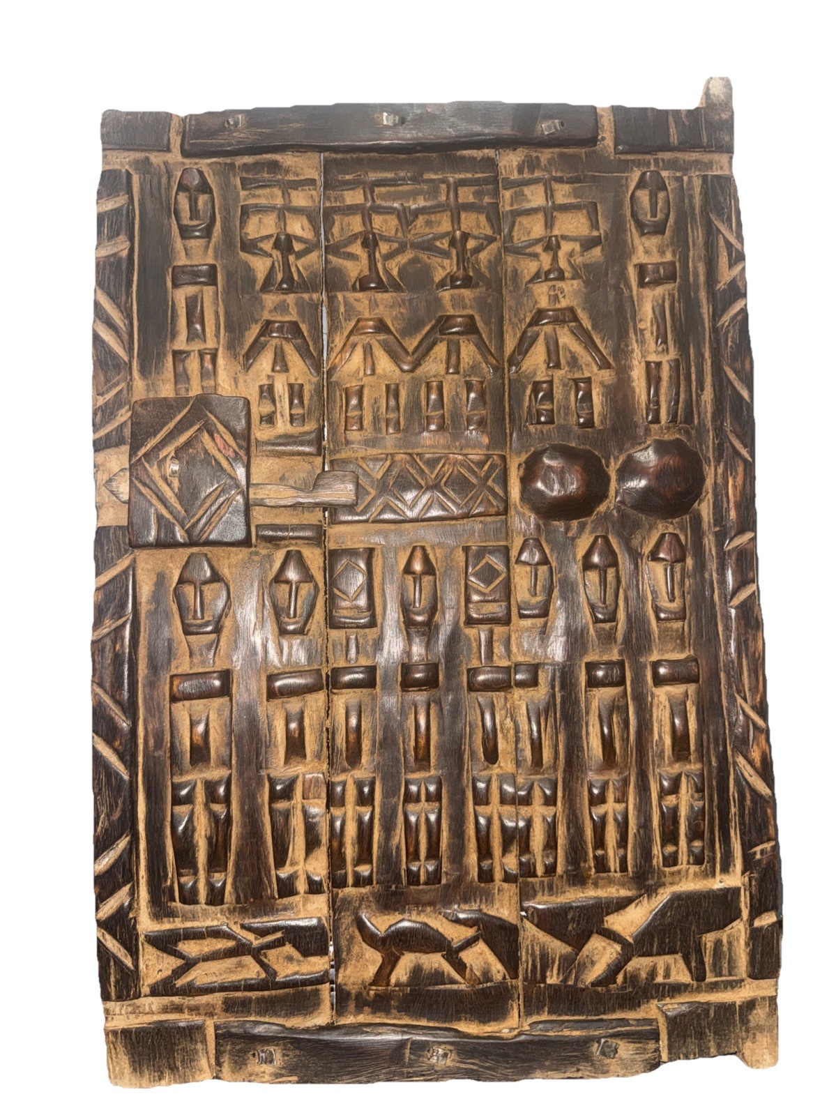 Hand carved  Dogon wood door from Mali, H22 Inch W16 Inch