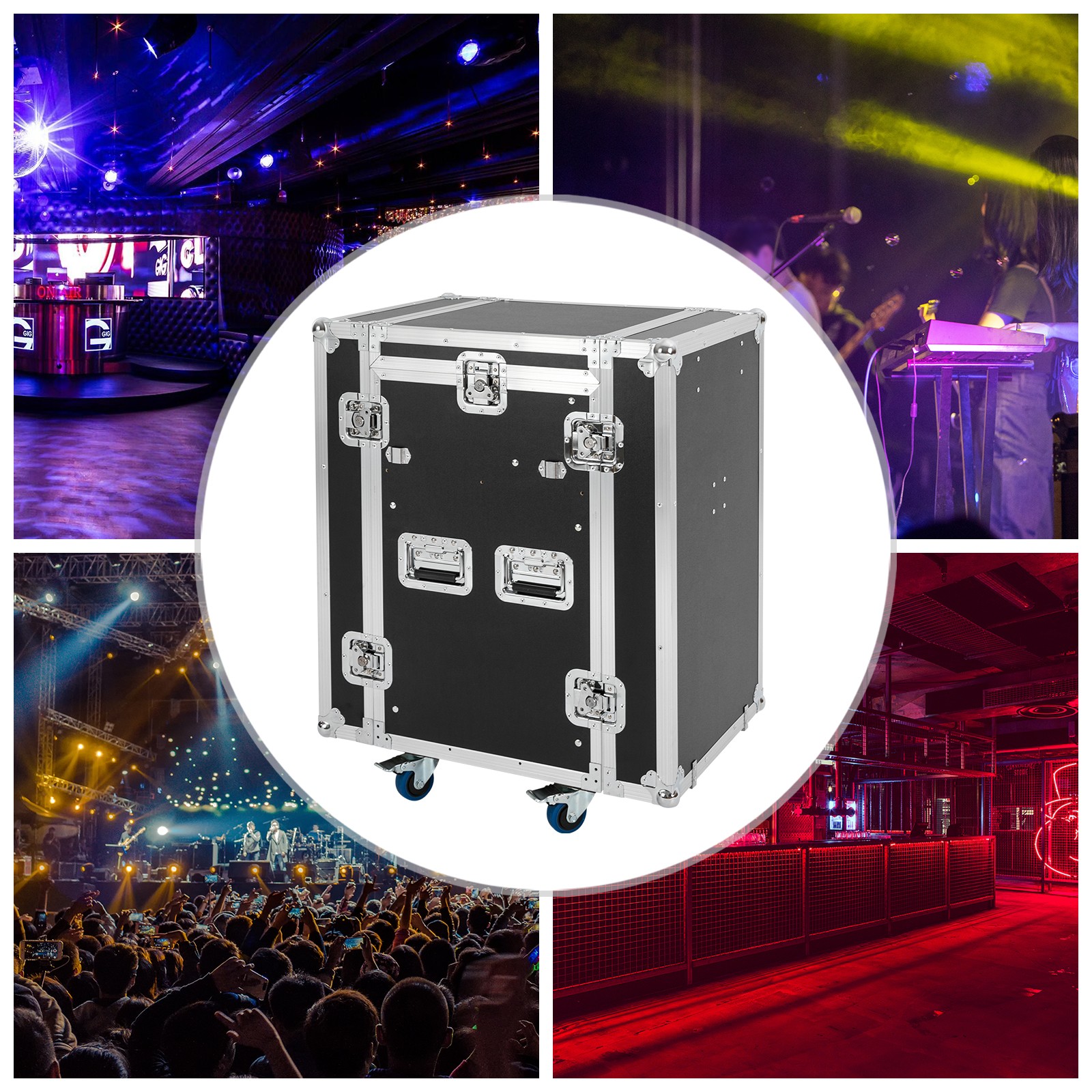 PA DJ Cabinet, Network & Stereo Rack with 4 Wheels Outstanding Weight Capacity